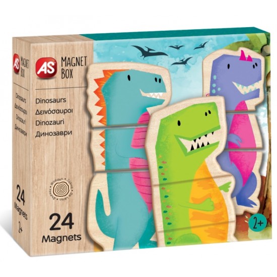 Cutie cu 24 piese magnetice universul dinozurilor As 64043