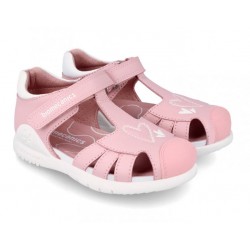 Sandale roz din piele fete Biomecanics 242230-A712