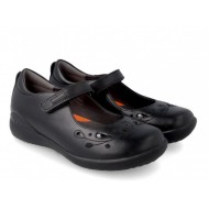 Pantofi negri decupati din piele fete scoala Biomecanics 221280-A054