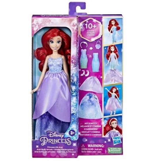 Papusa Printesa Ariel cu 10 combinatii de imbracaminte Hasbro F4624