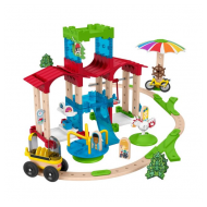 Set constructie Fisher Price din lemn si plastic 75 piese GGV82