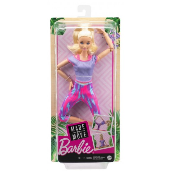 Papusa Mattel Barbie Made To Move blonda cu 22 articulatii FTG80-GXF04