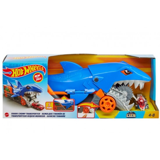 Hot Wheels transportator masini rechin cu masinuta inclusa Mattel GVG36