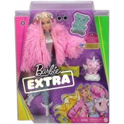 Papusa Barbie Extra cu geaca roz si porc unicorn Mattel GRN27-GRN28