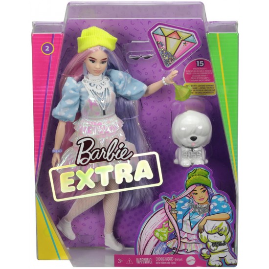 Papusa Barbie Extra cu par roz si un catelus Mattel GRN27-GVR05