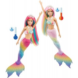 Papusa Barbie sirena care isi schimba culoarea Mattel GTF89-GTF88