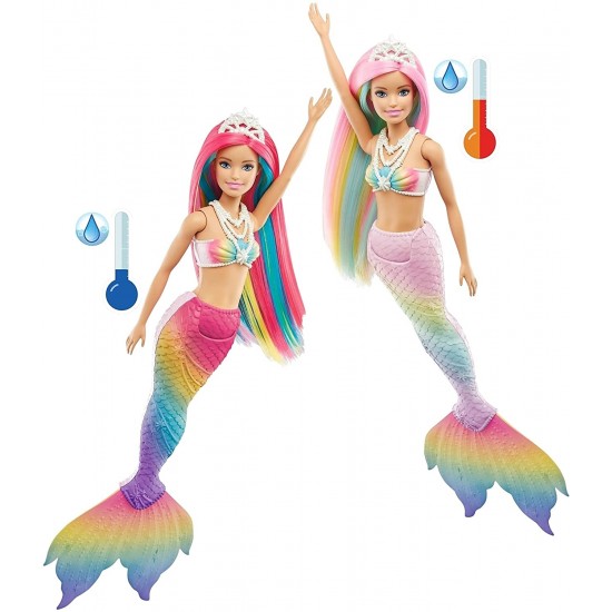 Papusa Barbie sirena care isi schimba culoarea Mattel GTF89-GTF88