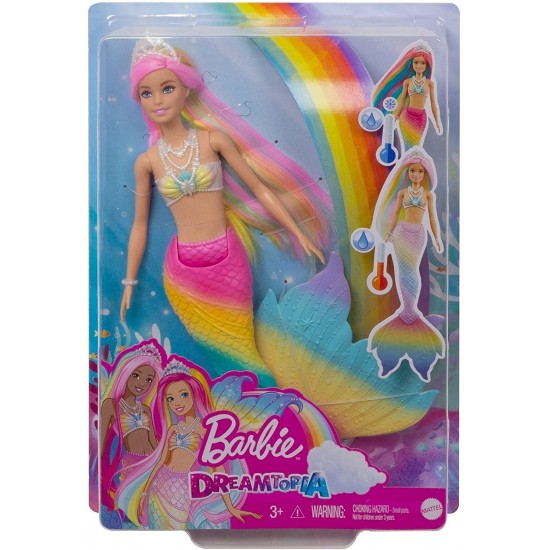 Papusa Barbie sirena care isi schimba culoarea Mattel GTF89-GTF88