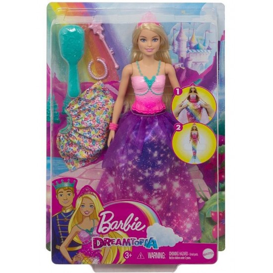 Papusa Barbie transformabila in sirena Dreamtopia 2in1 Mattel GTF91-GTF92