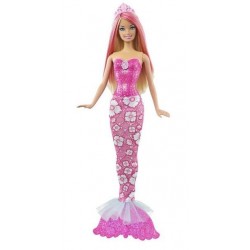 Papusa Barbie blonda suvite mov in costum rosu