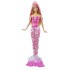 Papusa Barbie blonda suvite mov in costum rosu