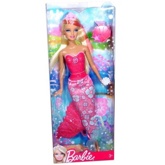 Papusa Barbie blonda suvite mov in costum rosu