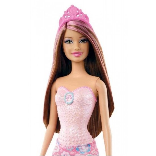 Papusa Barbie satena in costum roz