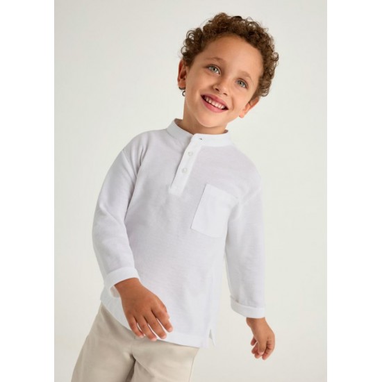 Mayoral bluza alba polo maneca lunga baieti 3111-72