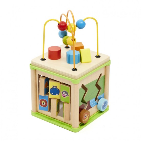 Cub din lemn cu forme de sortat Momki MKBI1572370