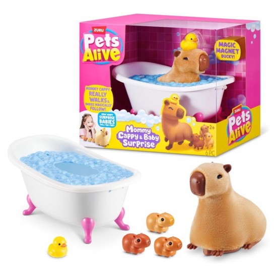 Pets Alive Jucarie de plus interactiva - Mama capibara si puii sai, 9574