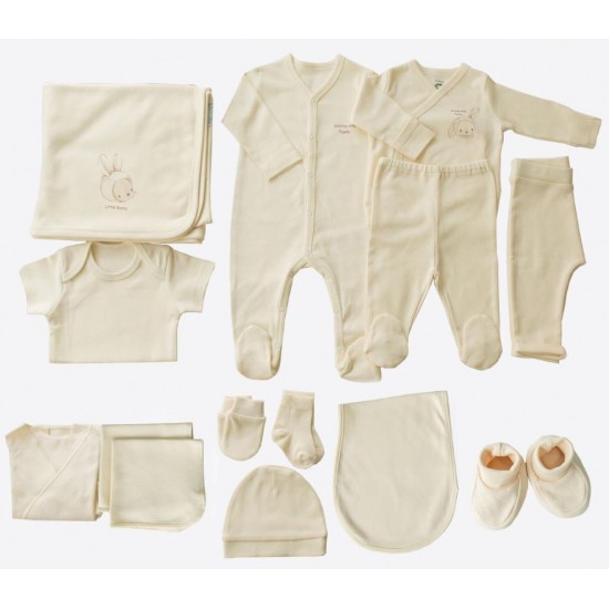 Set 14 piese nou nascut bebe bumbac organic 56cm KITIKATE 09954