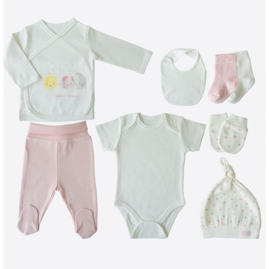 Set 10 piese nou nascut bebe bumbac organic 56cm KITIKATE 31238