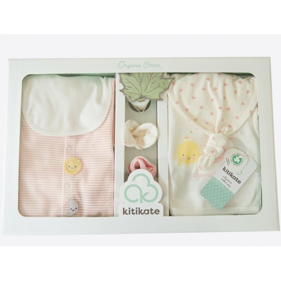 Set 10 piese nou nascut bebe bumbac organic 56cm KITIKATE 31238