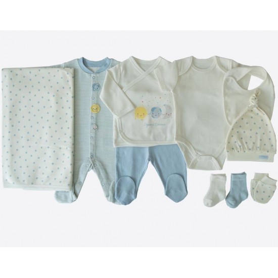 Set 10 piese nou nascut bebe bumbac organic 56cm KITIKATE 31238b