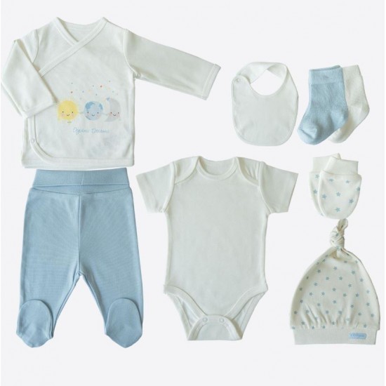 Set 10 piese nou nascut bebe bumbac organic 56cm KITIKATE 31238b