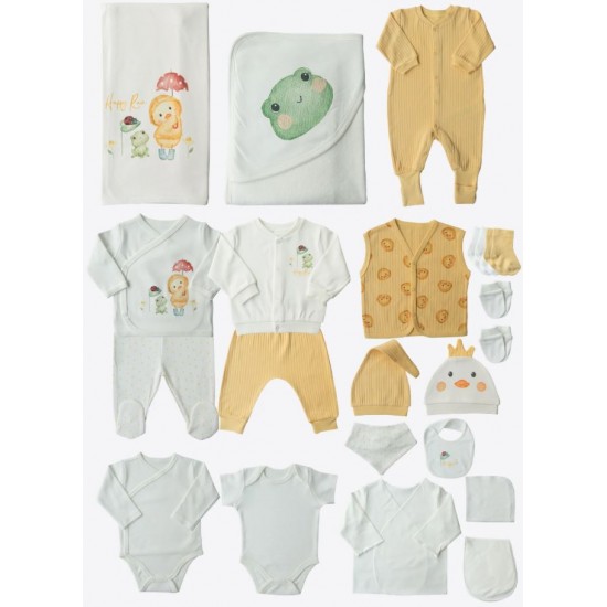 Set 20 piese nou nascut bebe bumbac organic 56cm KITIKATE 57047