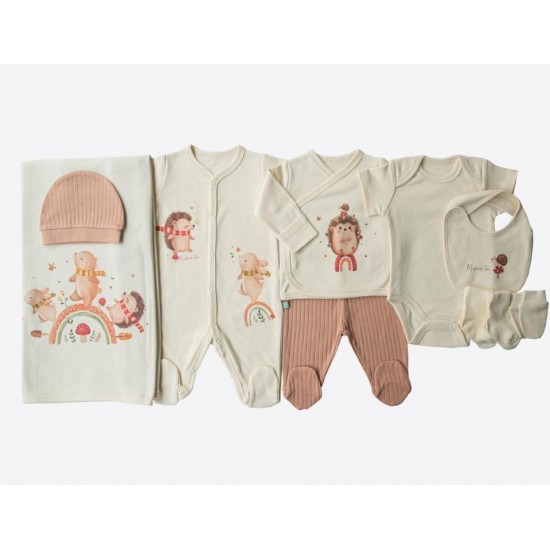 Set 10 piese nou nascut bebe bumbac organic 56cm KITIKATE 58143