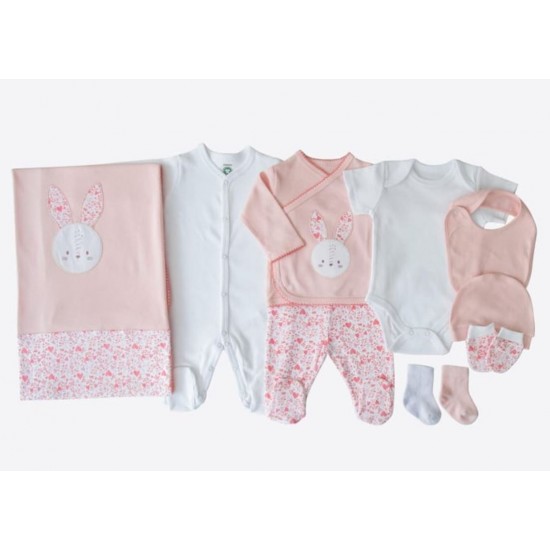 Set 10 piese nou nascut bebe bumbac organic 56cm KITIKATE 60099