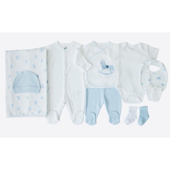 Set 10 piese nou nascut bebe bumbac organic 56cm KITIKATE 60100