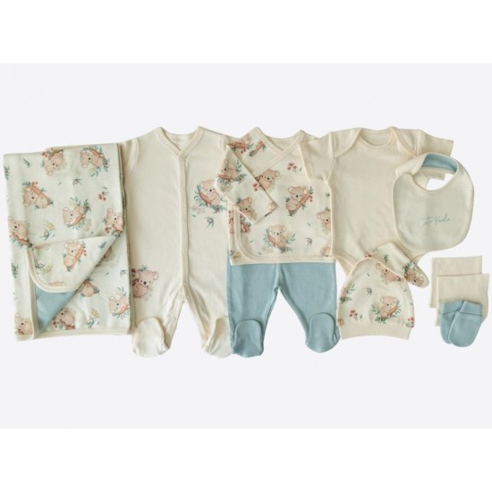 Set 10 piese nou nascut bebe bumbac organic 56cm KITIKATE 60117