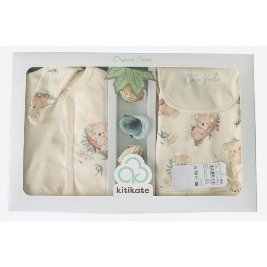 Set 10 piese nou nascut bebe bumbac organic 56cm KITIKATE 60117