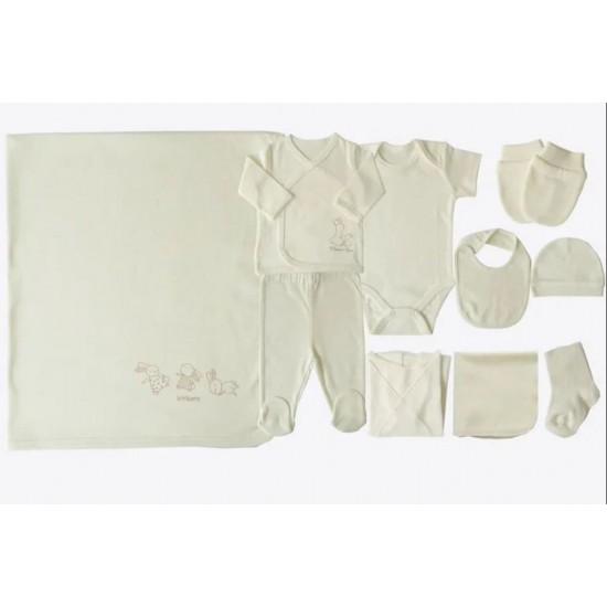 Set 10 piese nou nascut bebe bumbac organic 56cm KITIKATE 66268