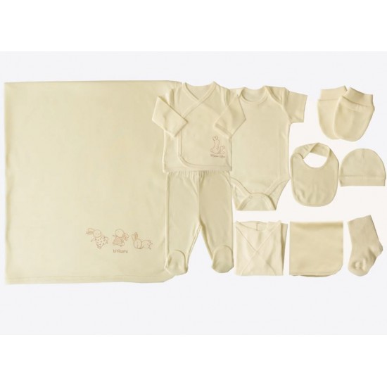 Set 10 piese nou nascut bebe bumbac organic 56cm KITIKATE 66268b