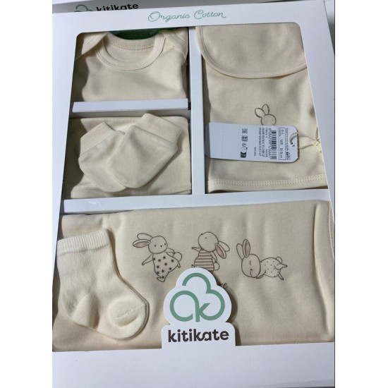 Set 10 piese nou nascut bebe bumbac organic 56cm KITIKATE 66268b