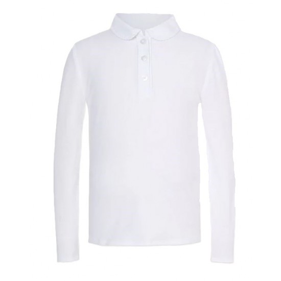 Tricou polo scoala alb fete maneca lunga George 8329