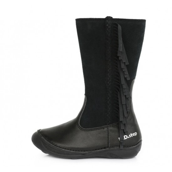 Cizme imblanite din piele pentru fete DD-Step 046-640A