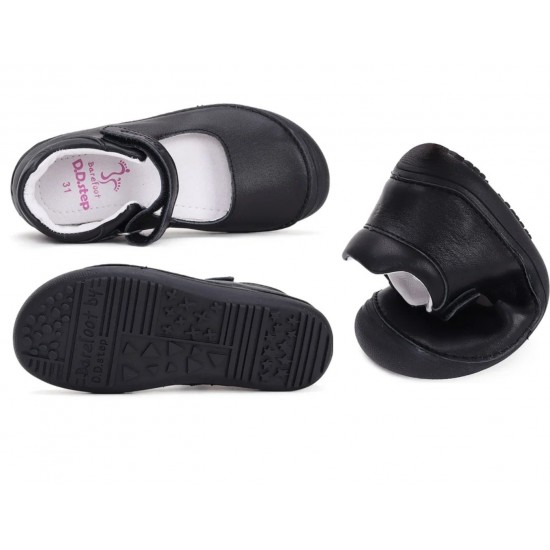 Pantofi negri decupati din piele fete barefoot DDStep H063-42716CM