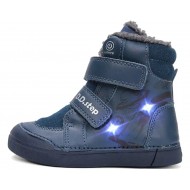 Ghete baieti din piele imblanite cu lumini DD Step W068-52998A