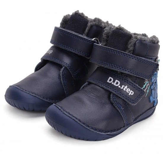 Ghete baieti din piele imblanite Barefoot DD Step W070-42838