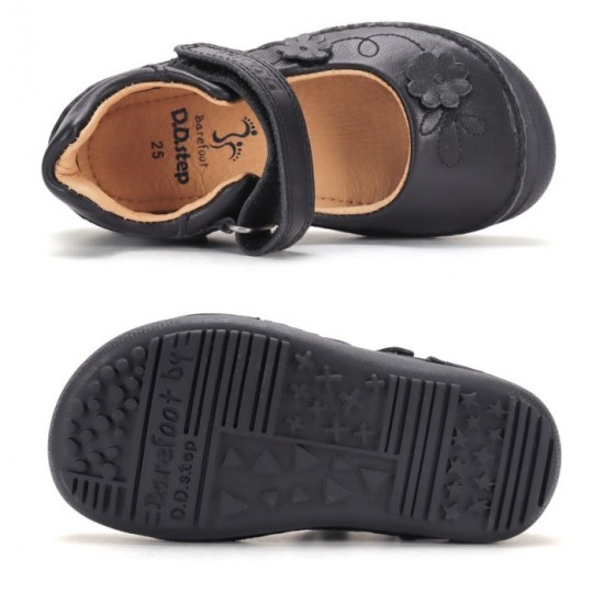 Pantofi negri decupati din piele fete barefoot DDStep H063-62175M