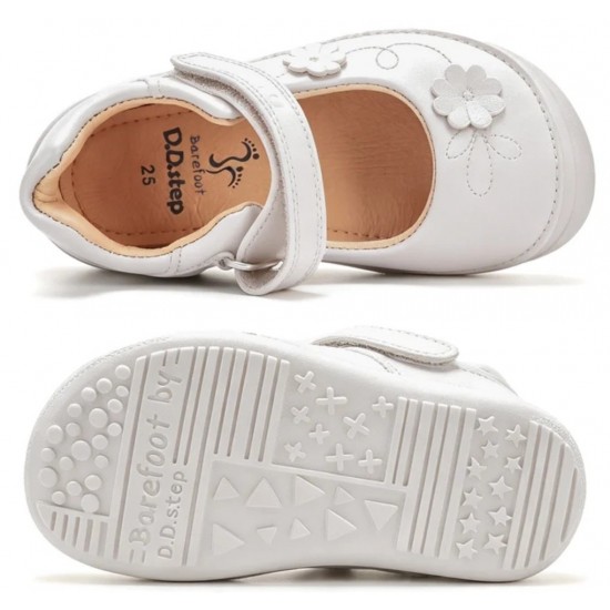 Pantofi albi decupati din piele fete barefoot DDStep H063-62175AM