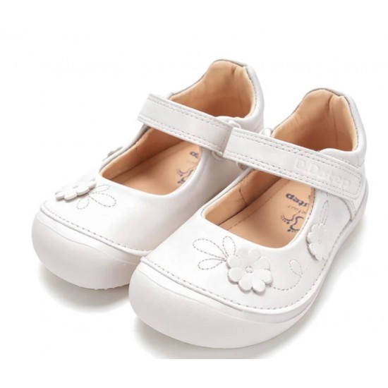 Pantofi albi decupati din piele fete barefoot DDStep H063-62175AM