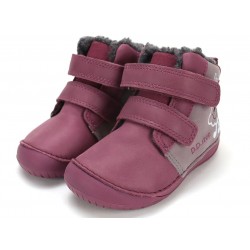 Ghete de iarna fete din piele imblanite Barefoot DD Step W070-62495C