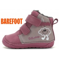 Ghete de iarna fete din piele imblanite Barefoot DD Step W070-62495C