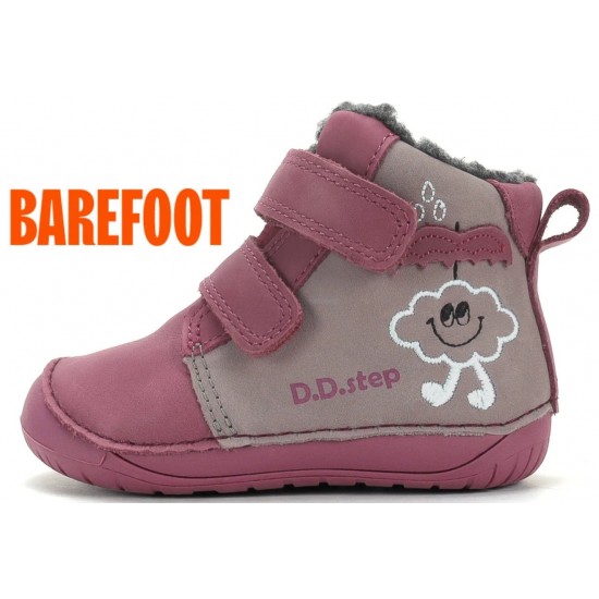 Ghete de iarna fete din piele imblanite Barefoot DD Step W070-62495C