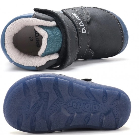 Ghete baieti din piele captusite cu fleece Barefoot DDStep A116-62455B