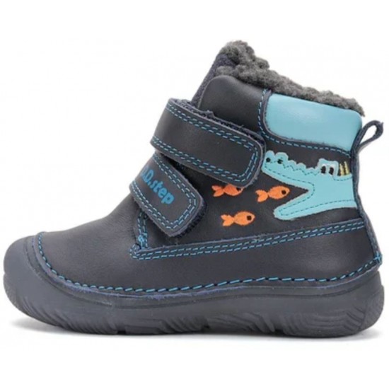 Ghete baieti din piele imblanite, talpa fluorescenta DDStep W082-52462A