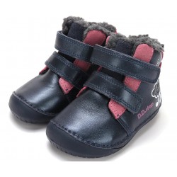 Ghete de iarna fete din piele imblanite Barefoot DD Step W070-62495D