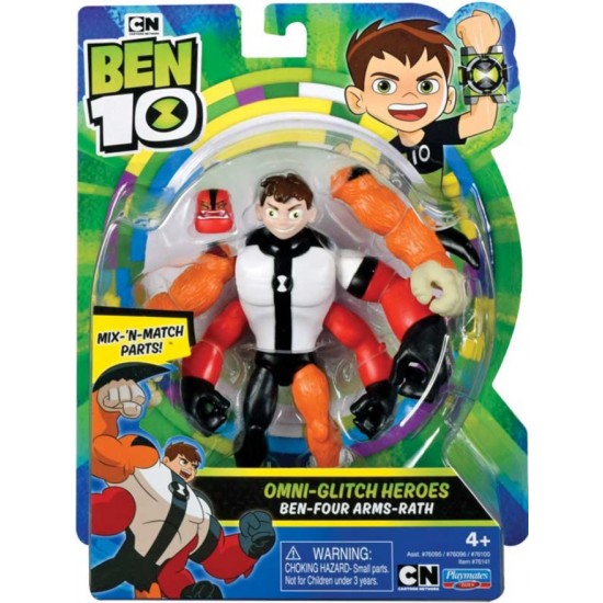 Ben10 figurina Omni-Glitch Heroes Ben-Four Arms-Rath 76100-76141