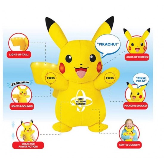 Pokemon figurina de plus cu functii Power Action 30cm Pikachu Jazwares 97834